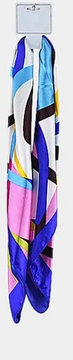 Abstract Print Satin Square Scarf 6 Colors 19x19