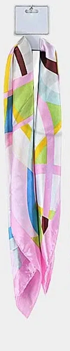 Abstract Print Satin Square Scarf 6 Colors 19x19