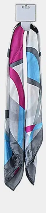 Abstract Print Satin Square Scarf 6 Colors 19x19