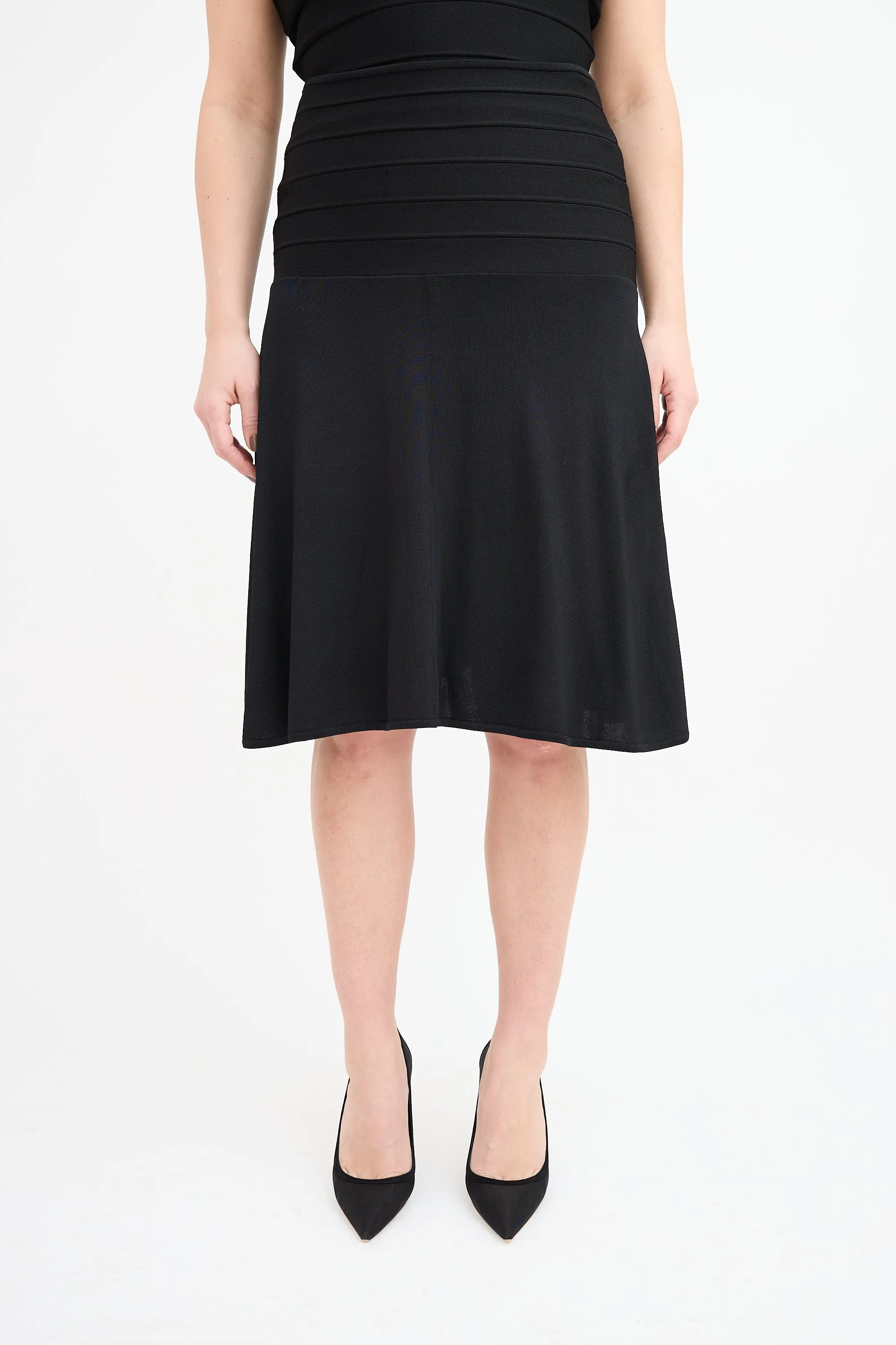 Black Bandage Flounce Midi Skirt