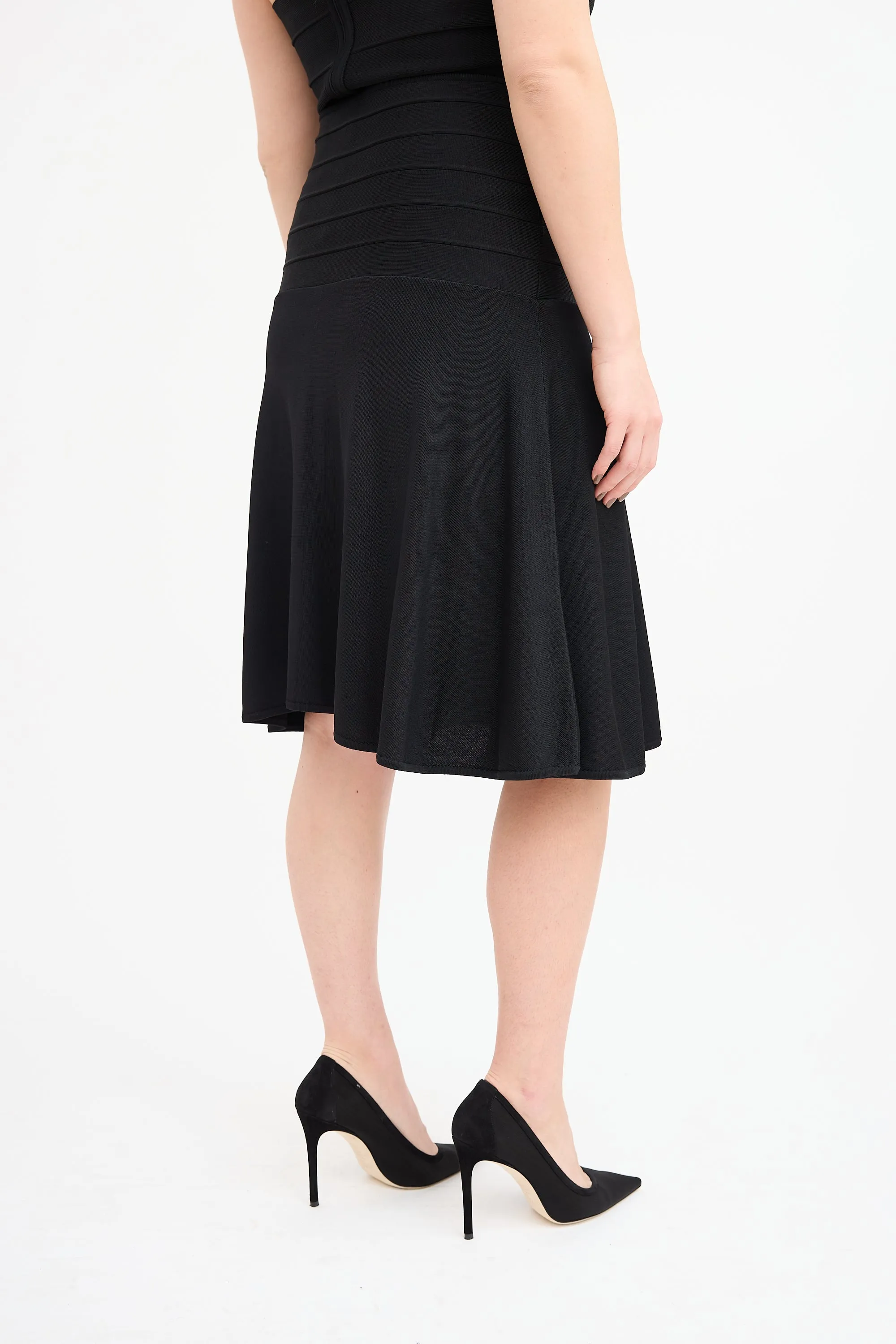 Black Bandage Flounce Midi Skirt