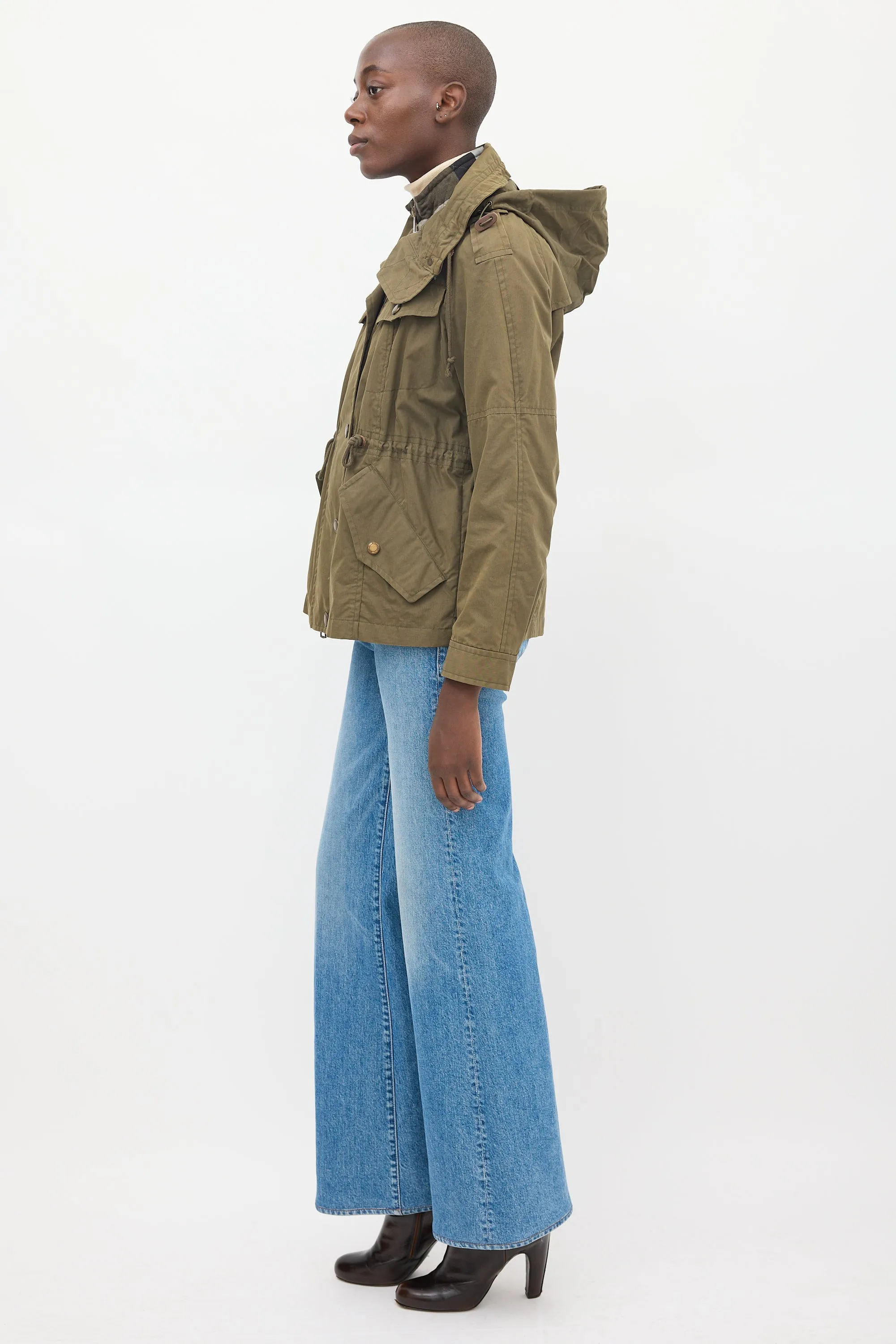 Brit Green Cotton Modular Hooded Anorak Jacket