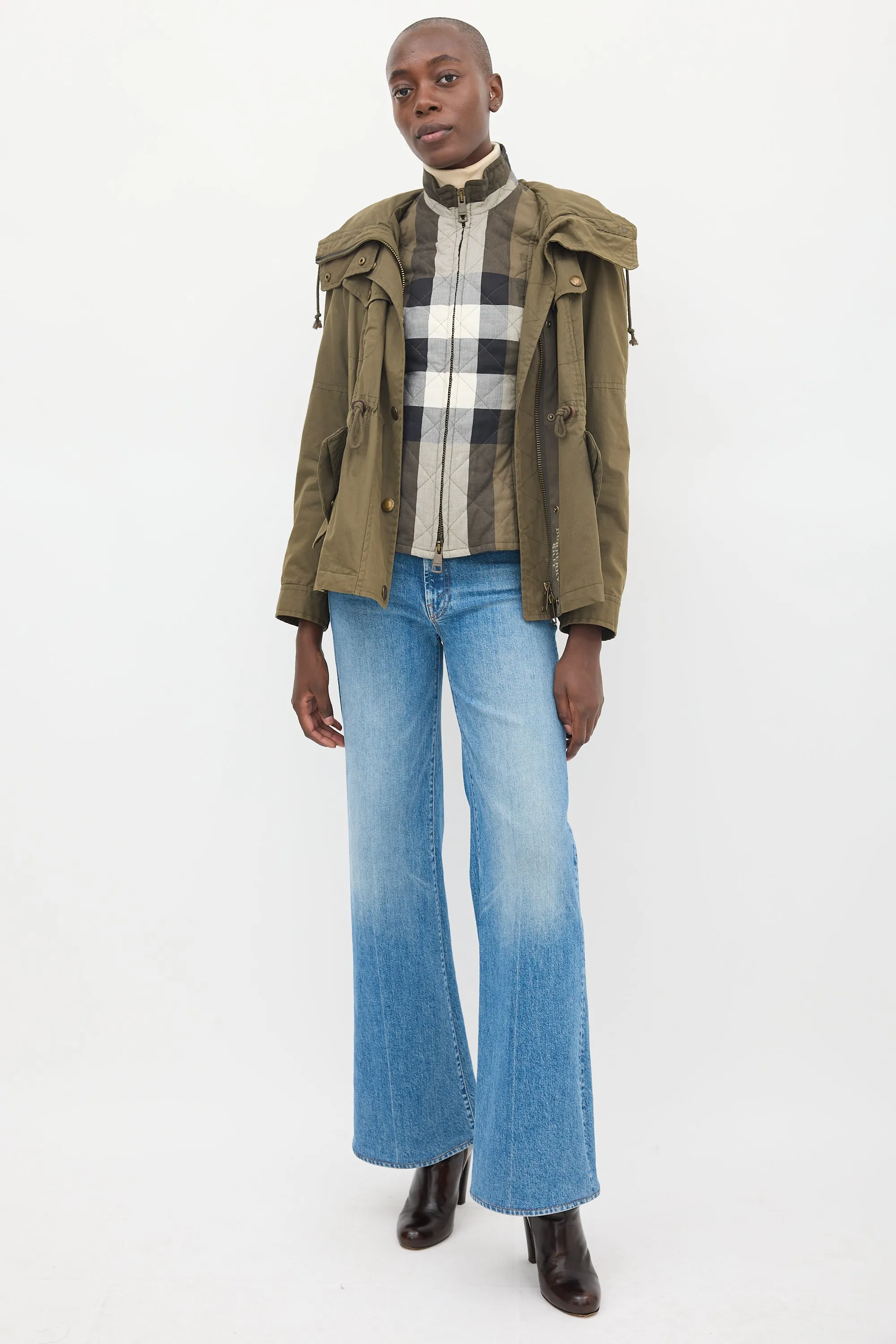 Brit Green Cotton Modular Hooded Anorak Jacket