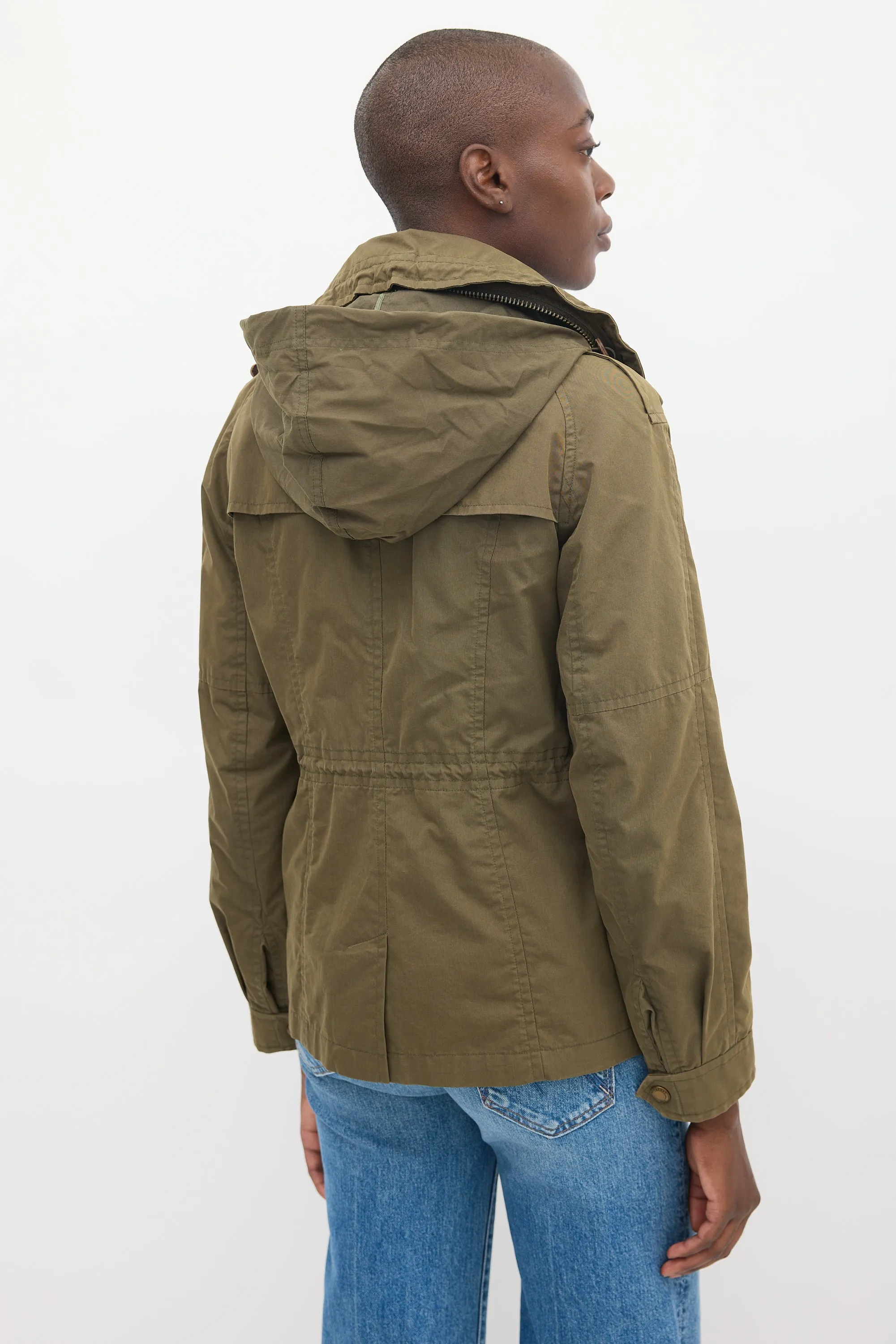 Brit Green Cotton Modular Hooded Anorak Jacket