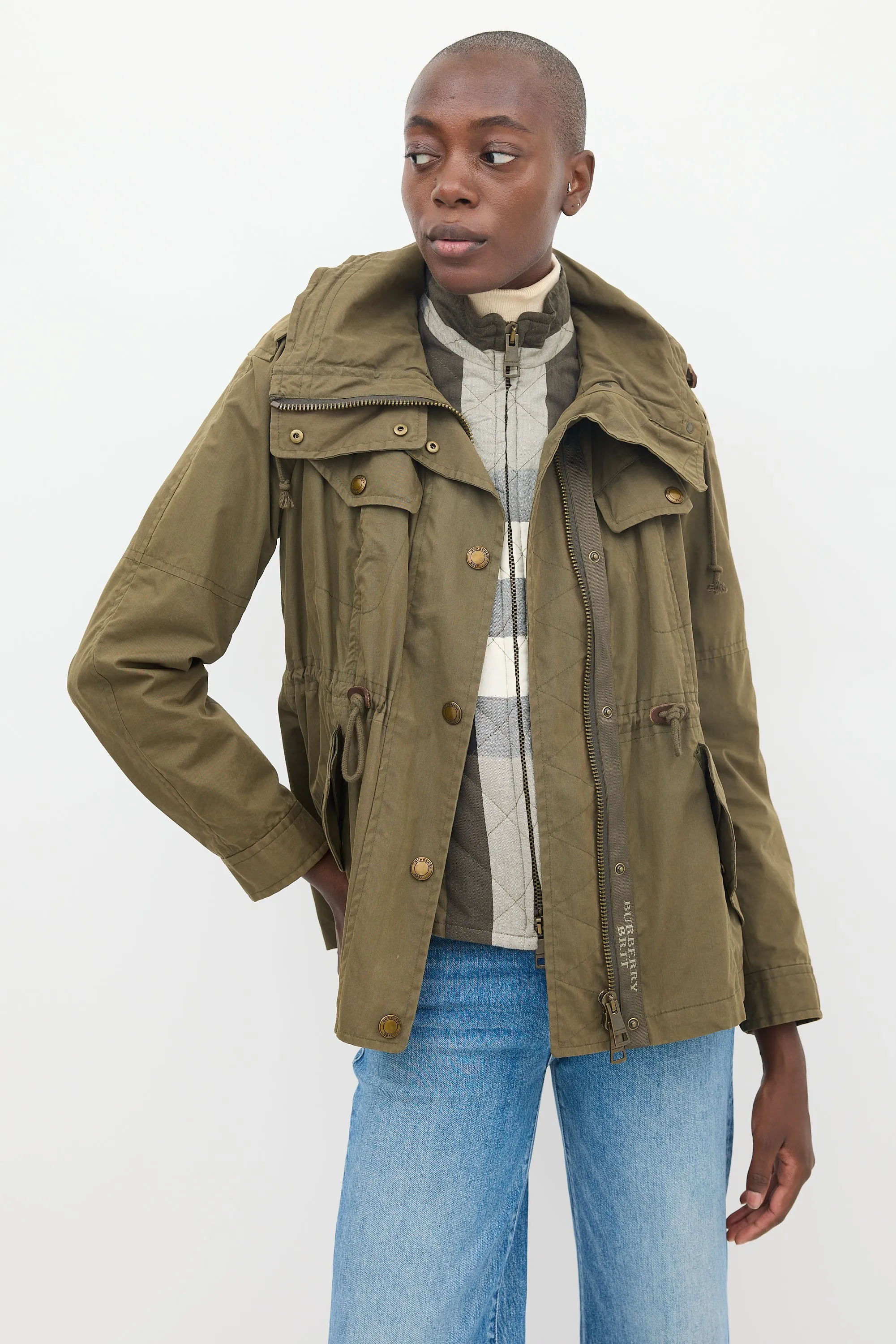 Brit Green Cotton Modular Hooded Anorak Jacket