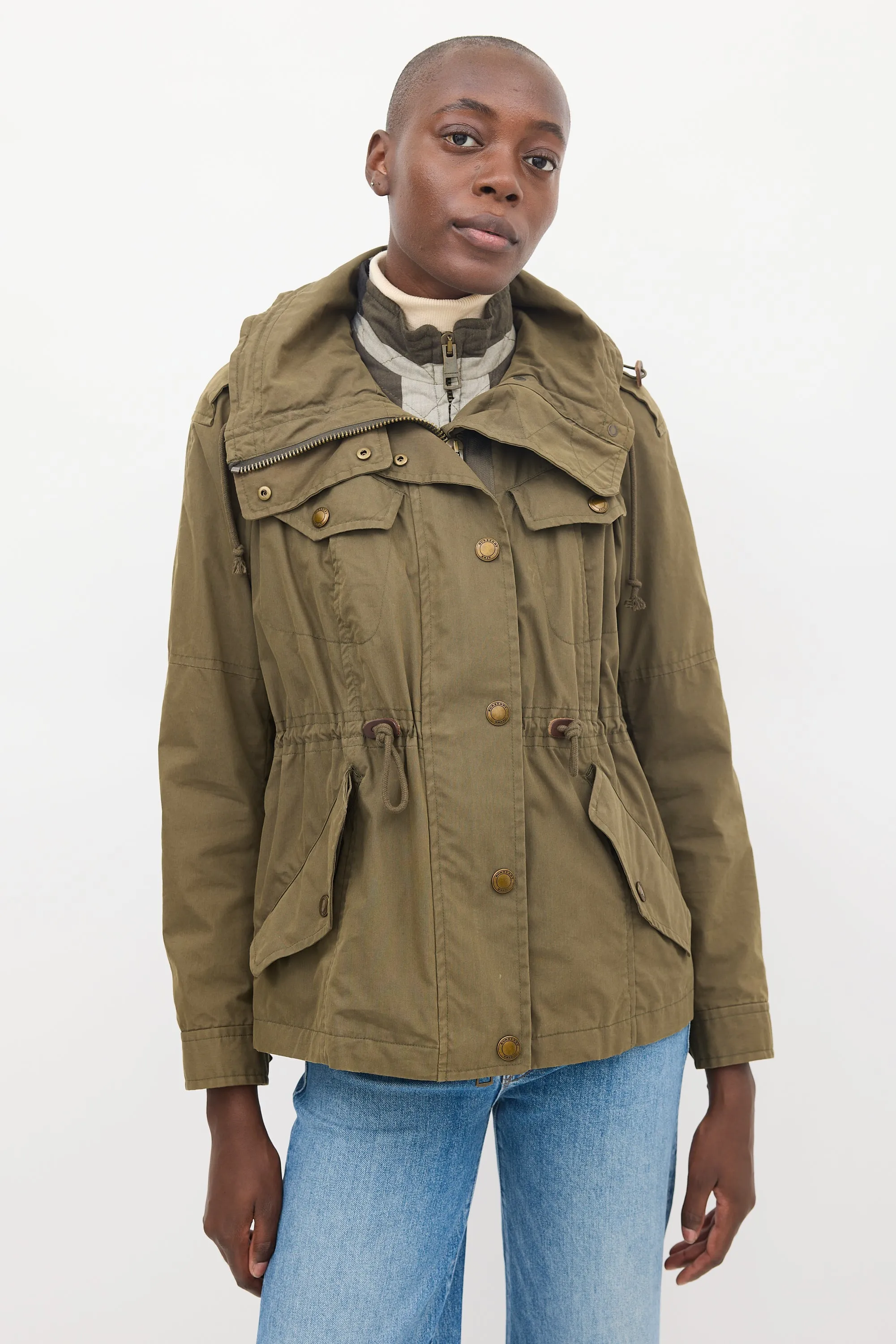 Brit Green Cotton Modular Hooded Anorak Jacket