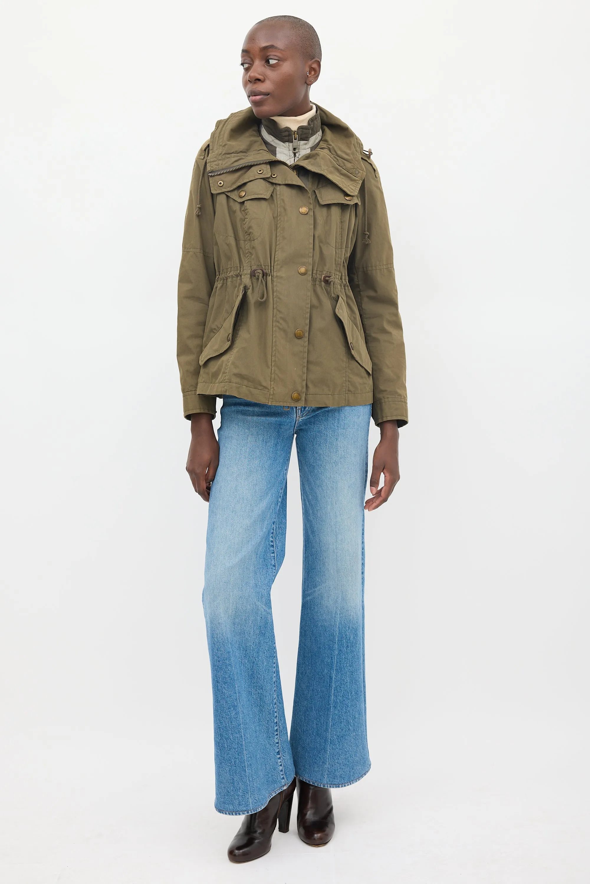 Brit Green Cotton Modular Hooded Anorak Jacket