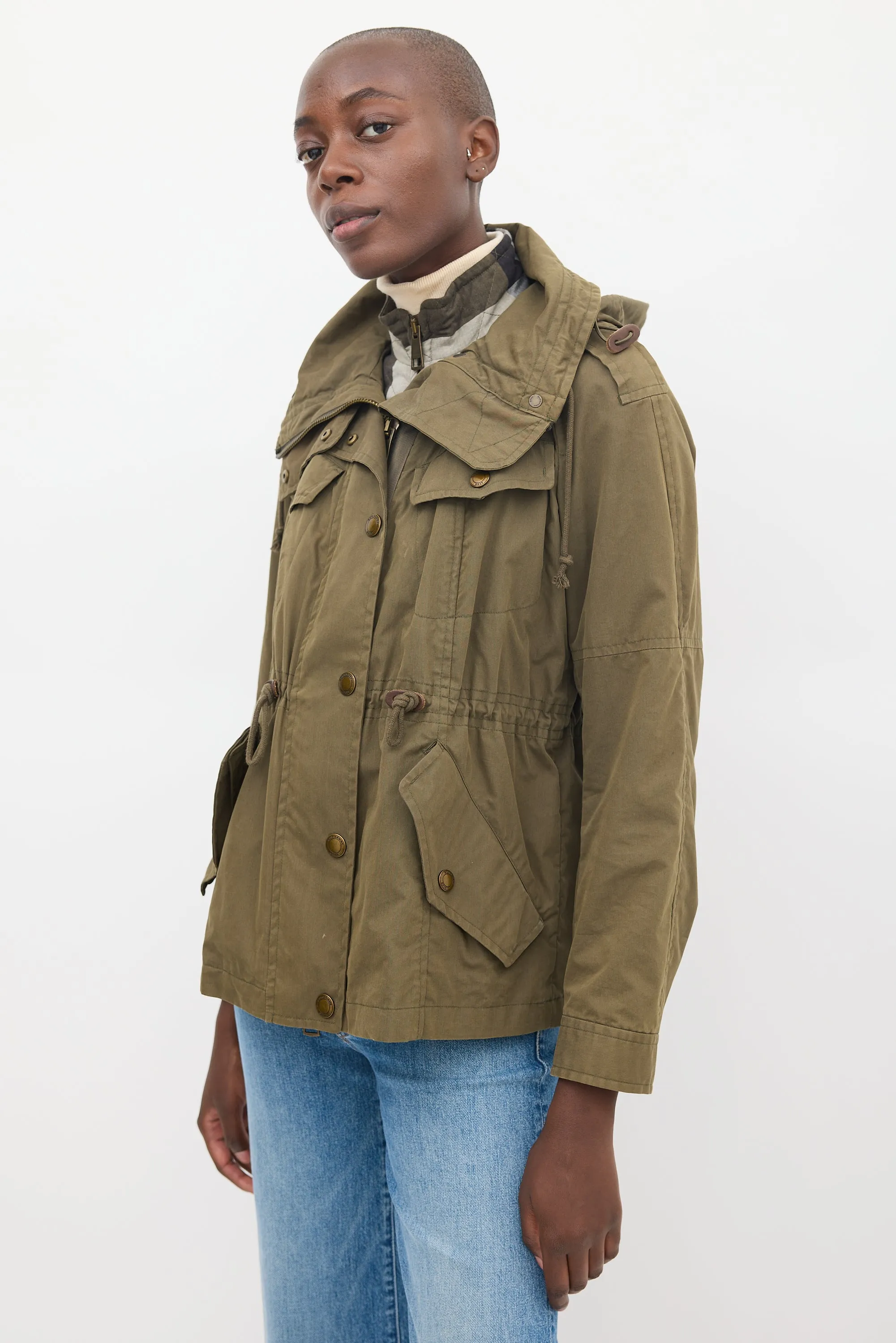 Brit Green Cotton Modular Hooded Anorak Jacket