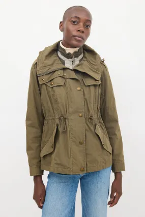 Brit Green Cotton Modular Hooded Anorak Jacket