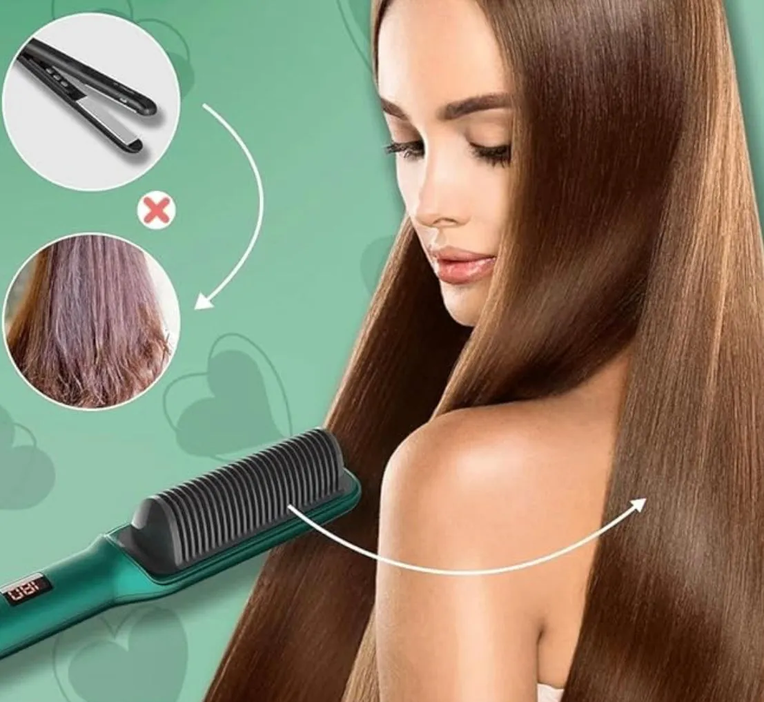 Hair Straightener Comb Hair Straightener Brush, Hair Straightening Iron Built with Comb, Fast Heating & 5 Temp Settings & Anti-Scald, Perfect for Professional Salon at Home Hair Styler 2 in 1 straightener and curler smart