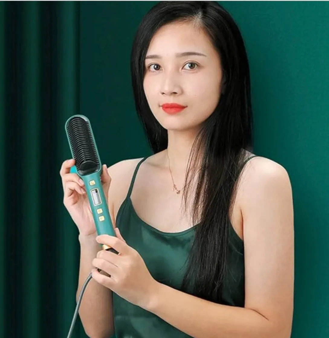 Hair Straightener Comb Hair Straightener Brush, Hair Straightening Iron Built with Comb, Fast Heating & 5 Temp Settings & Anti-Scald, Perfect for Professional Salon at Home Hair Styler 2 in 1 straightener and curler smart