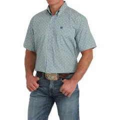 Men's Cinch Green Geometric Shirt MTW1111475