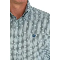 Men's Cinch Green Geometric Shirt MTW1111475
