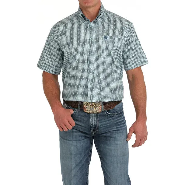 Men's Cinch Green Geometric Shirt MTW1111475