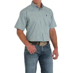 Men's Cinch Green Geometric Shirt MTW1111475