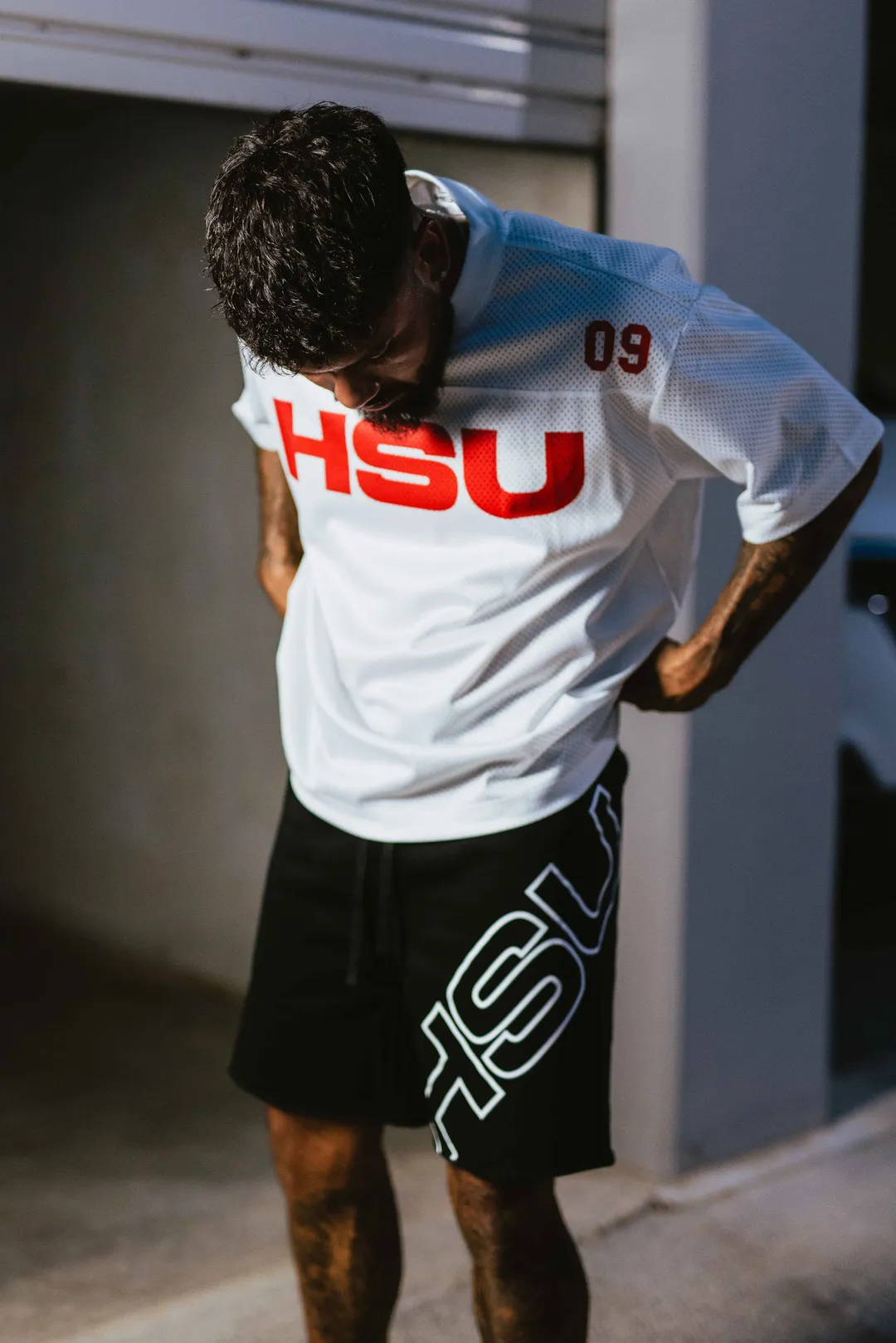 MESH JERSEY - WHITE & RED