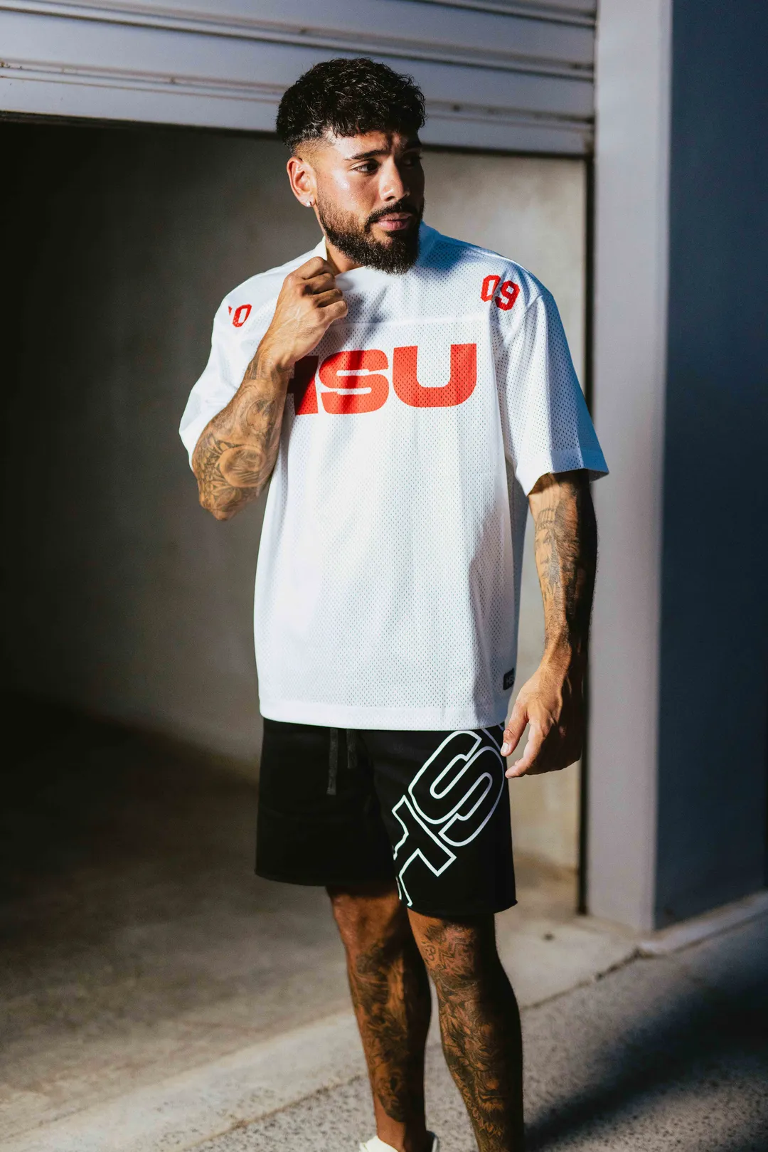 MESH JERSEY - WHITE & RED