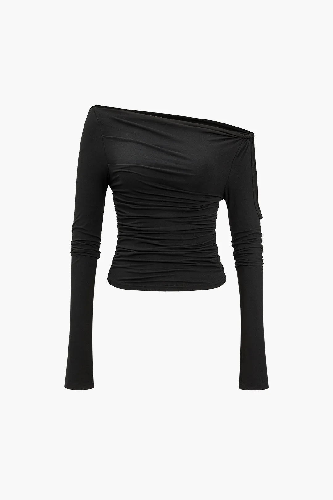 Solid Cut Out Long-Sleeve Top