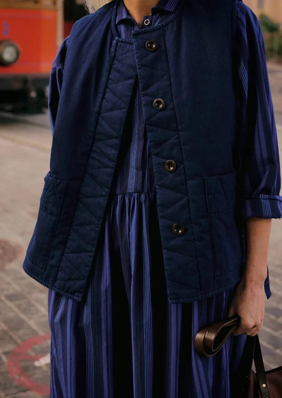 Toast | Indigo Twill Side Tie vest | Indigo