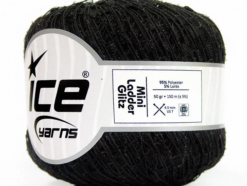Trellis Ladder Yarn - Black Beauty Sparkle (mini)