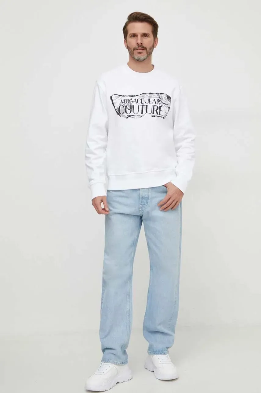 Versace Jeans Couture White Cracked Logo Sweatshirt – Urban Luxe -
